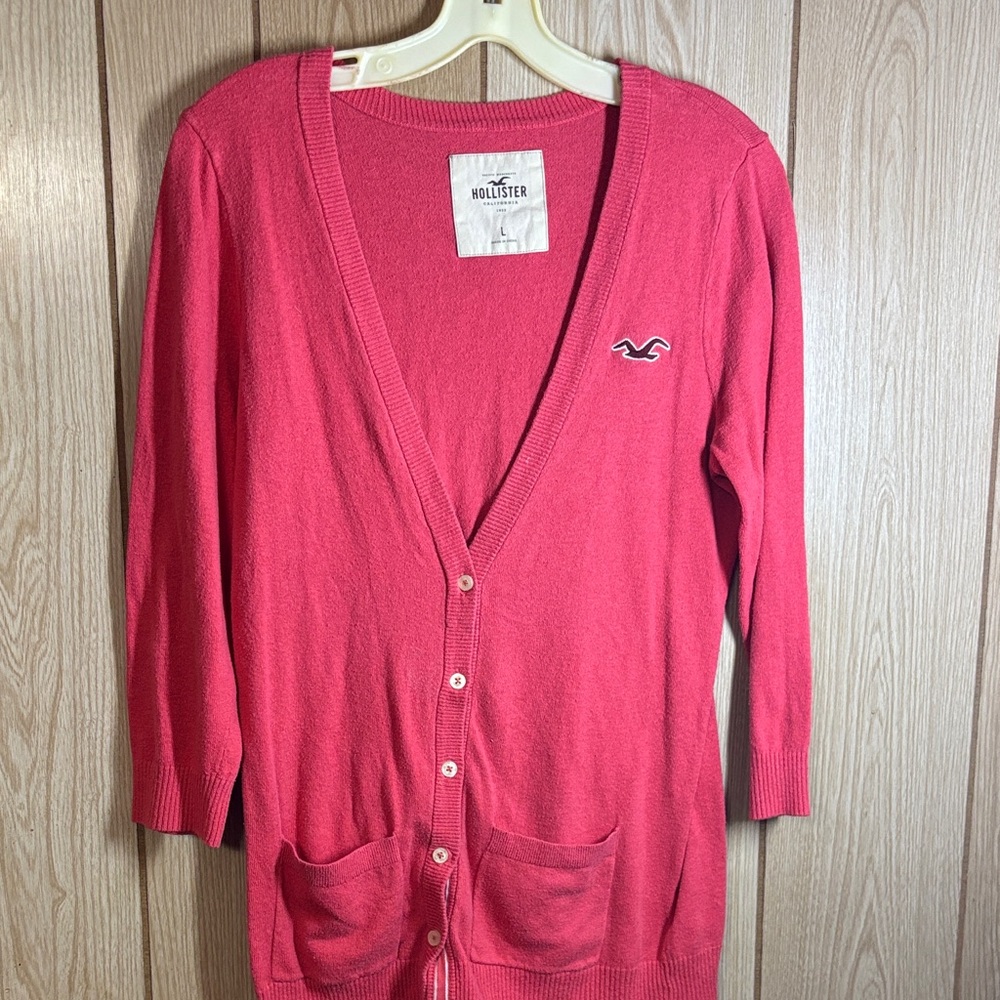 Hollister Women's Vibrant Pink Cardigan